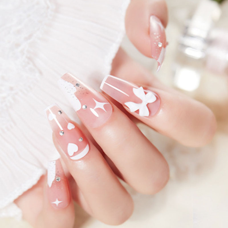 Натиснете Stick on Nails Tip Дълги къси нокти за ковчег